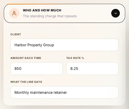 The recurring invoice tool with a monthly schedule