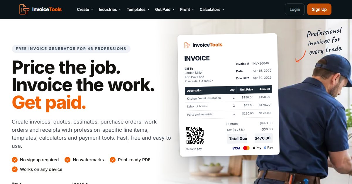InvoiceTools: create quotes and invoices online, free