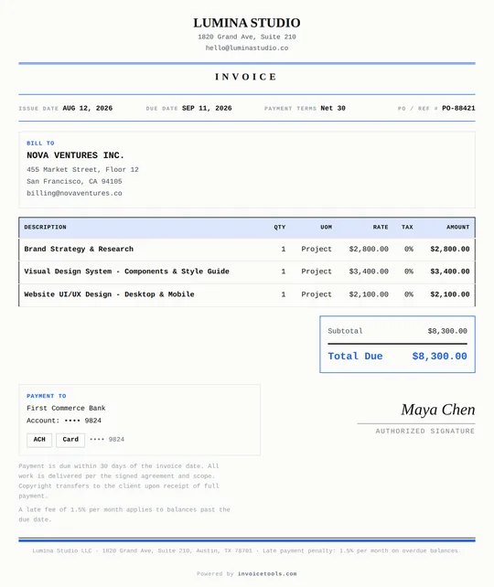 Double Ledger free invoice template design