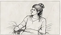 A pencil study of a seated figure