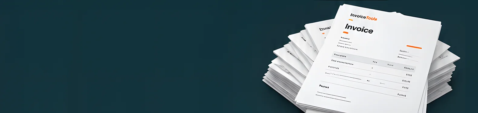 A stack of printed invoices on a dark desk